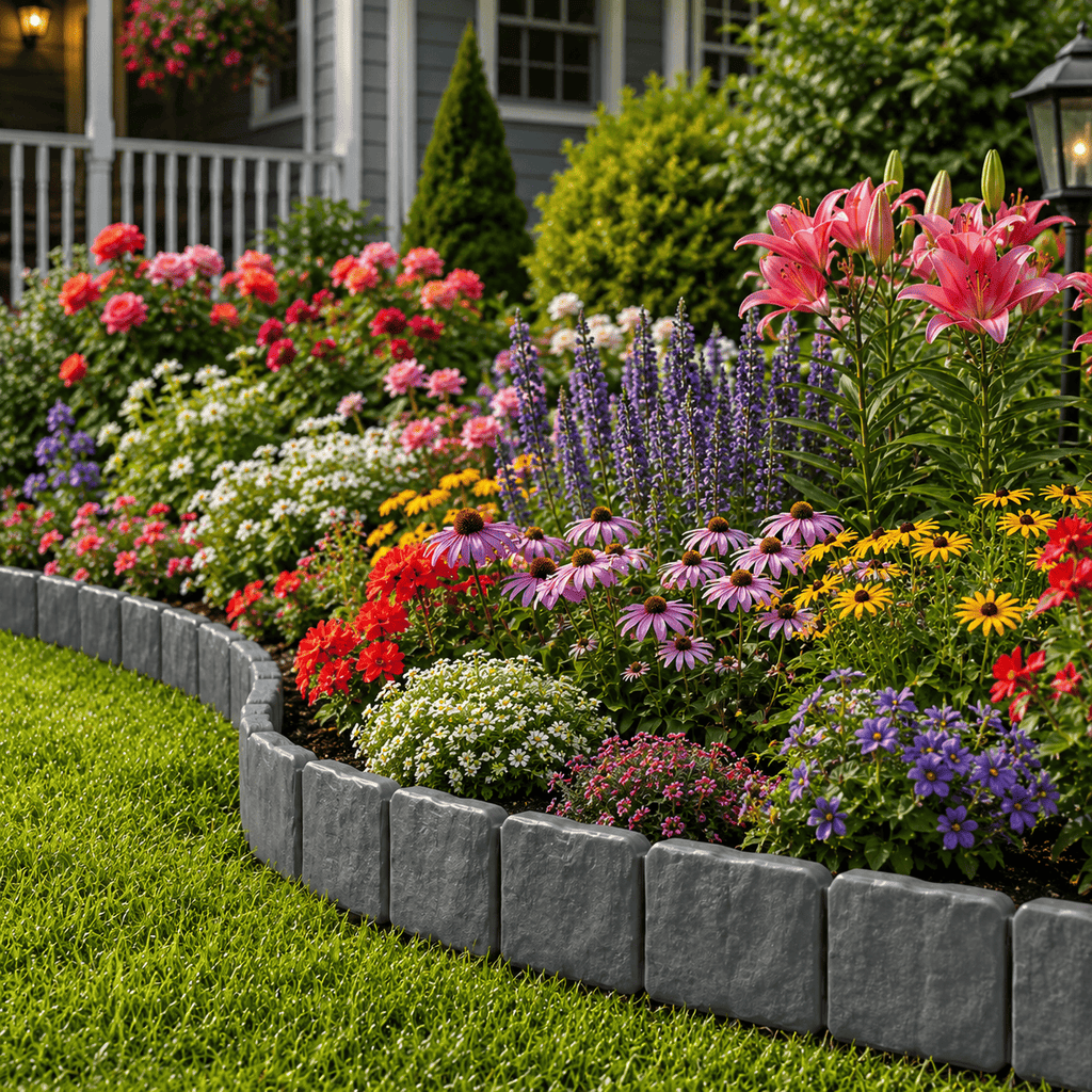 Faux Stone Landscape Edging Border with Realistic Natural Rock Appearance