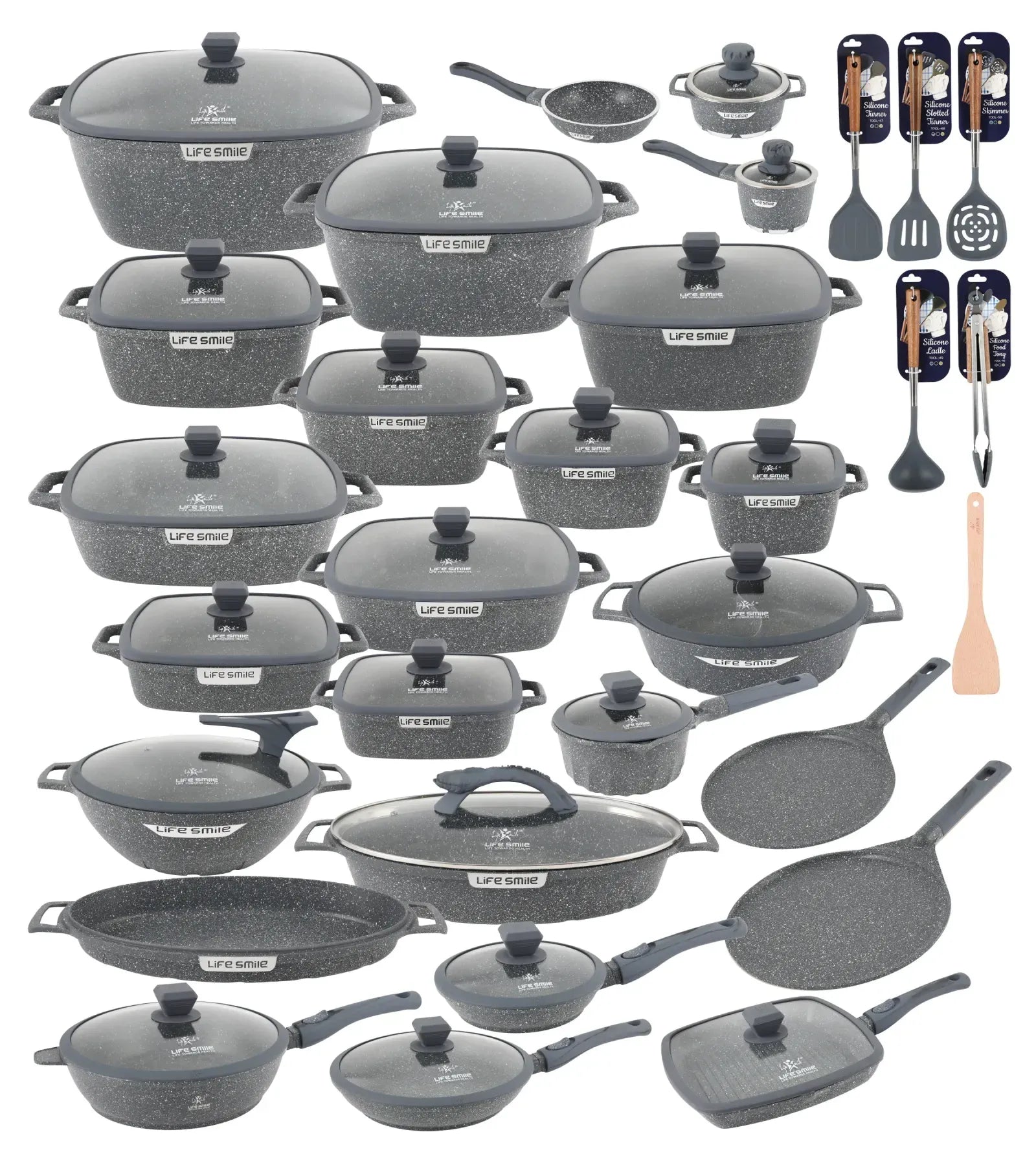 🎉Anniversary Sale-Cookware Set Pieces Non Stick Multi Layer Granite Coating🔥
