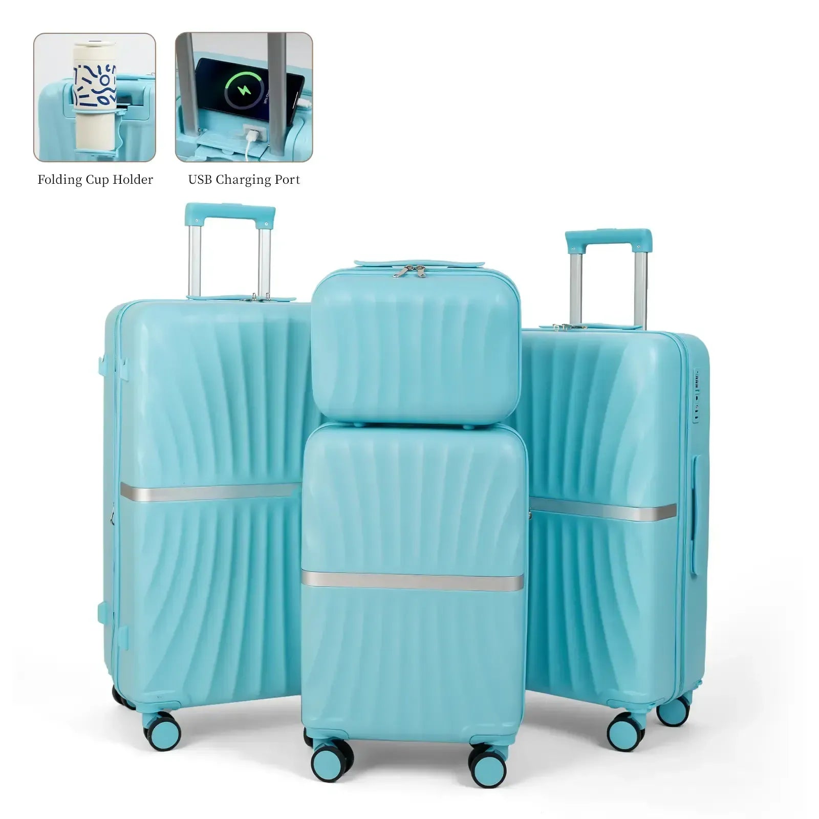 4-Piece Expandable Luggage Set – Durable Hardshell Suitcases with TSA Lock & Spinner Wheels for Smooth Travel