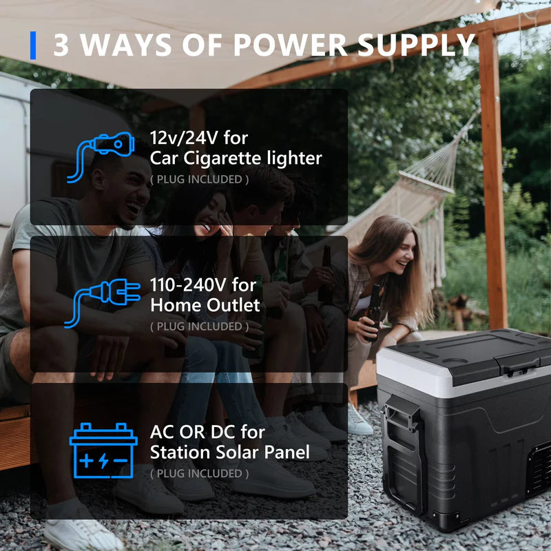 50L Portable Fridge Freezer – DC/AC Powered, Ice-Free Cooling Anywhere