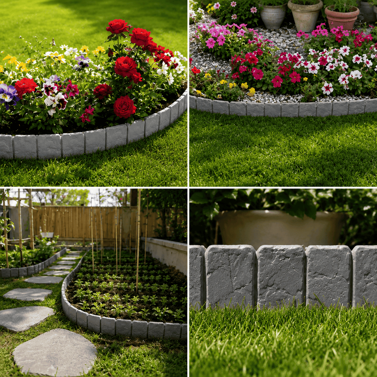 Faux Stone Landscape Edging Border with Realistic Natural Rock Appearance