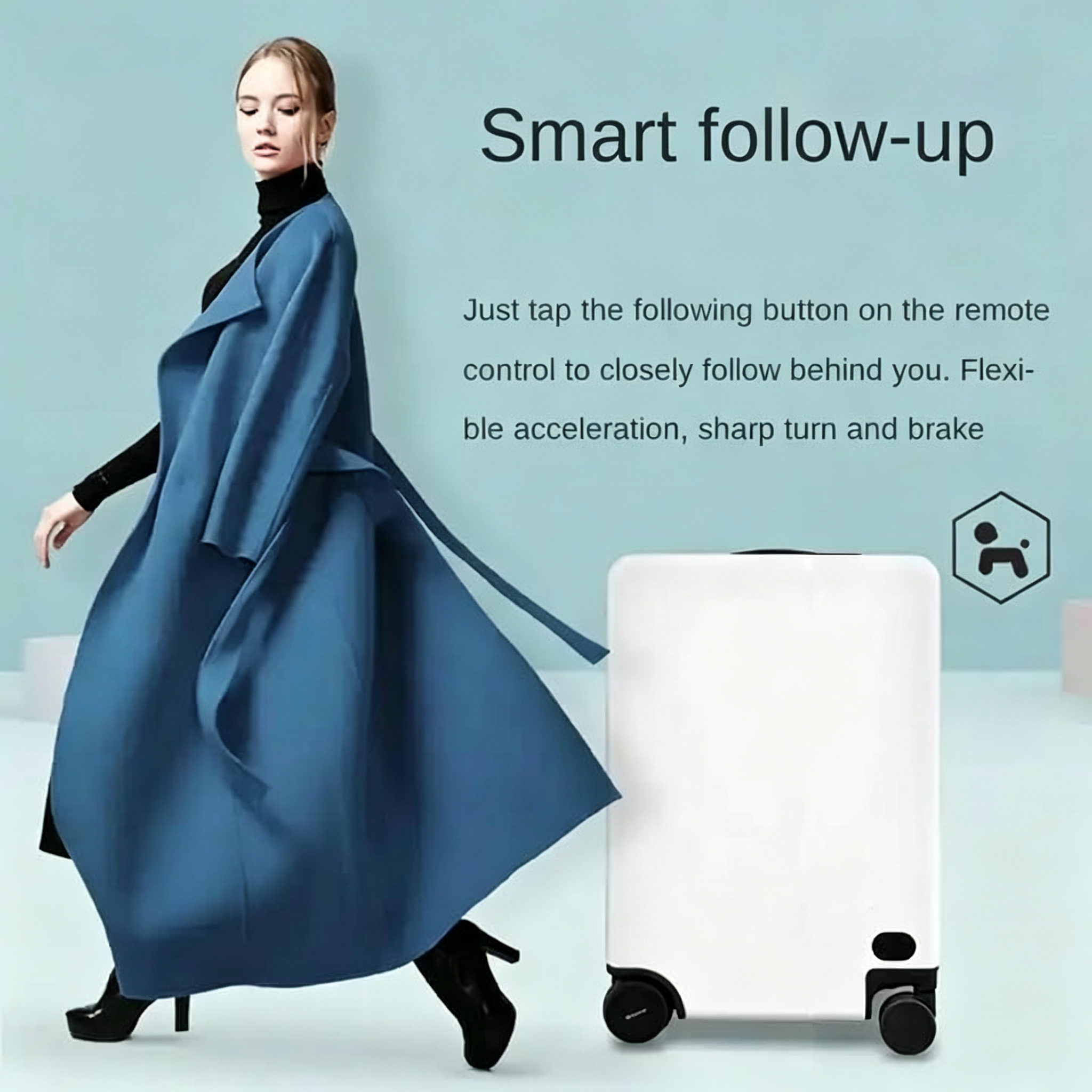 Smart Auto Follow Rideable Suitcase 33L, Lightweight Electric Luggage Scooter For Travel With Digital Lock, Waterproof And Lightweight
