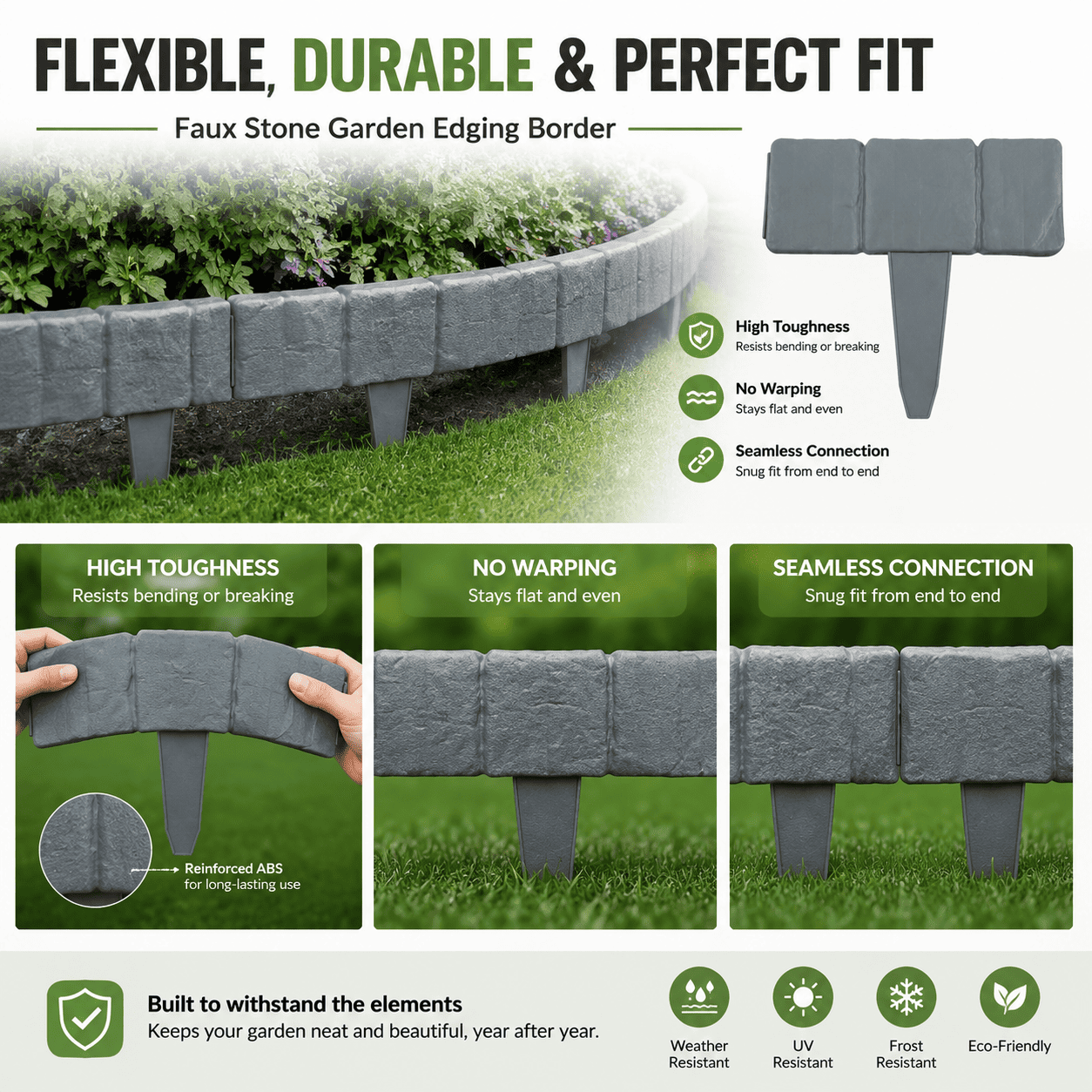 Faux Stone Landscape Edging Border with Realistic Natural Rock Appearance
