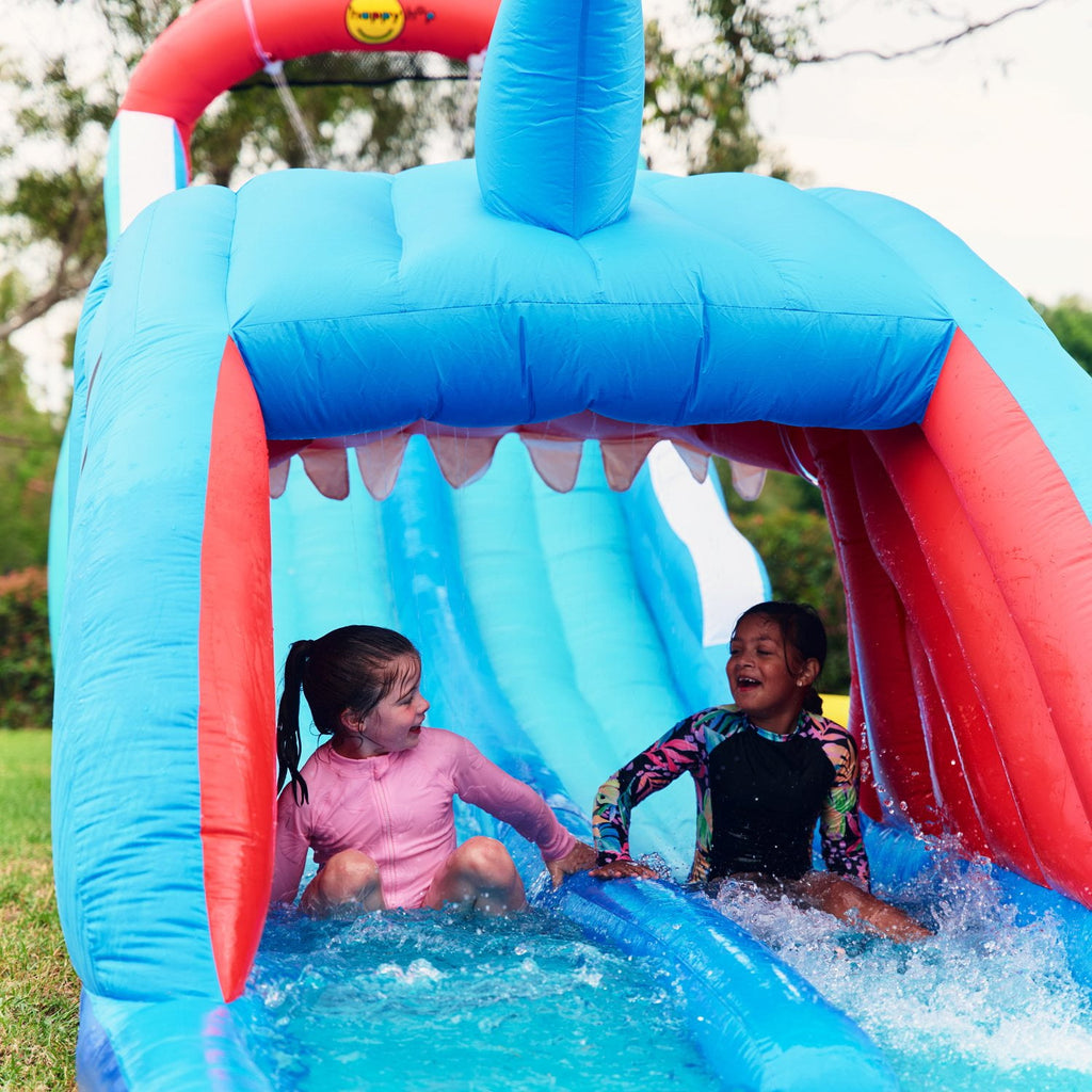 Happy Hop Shark Attack Double Slide Inflatable Water Slide