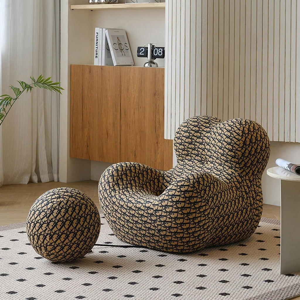 Modern Living Room Accent Chair with Round Ottoman