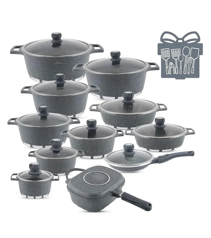 🎉Anniversary Sale-Cookware Set Pieces Non Stick Multi Layer Granite Coating🔥