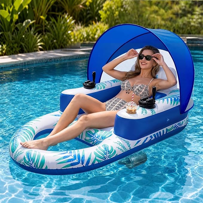 ⛱️Electric Motorized Pool Lounger w/ Sun Canopy! 🚤