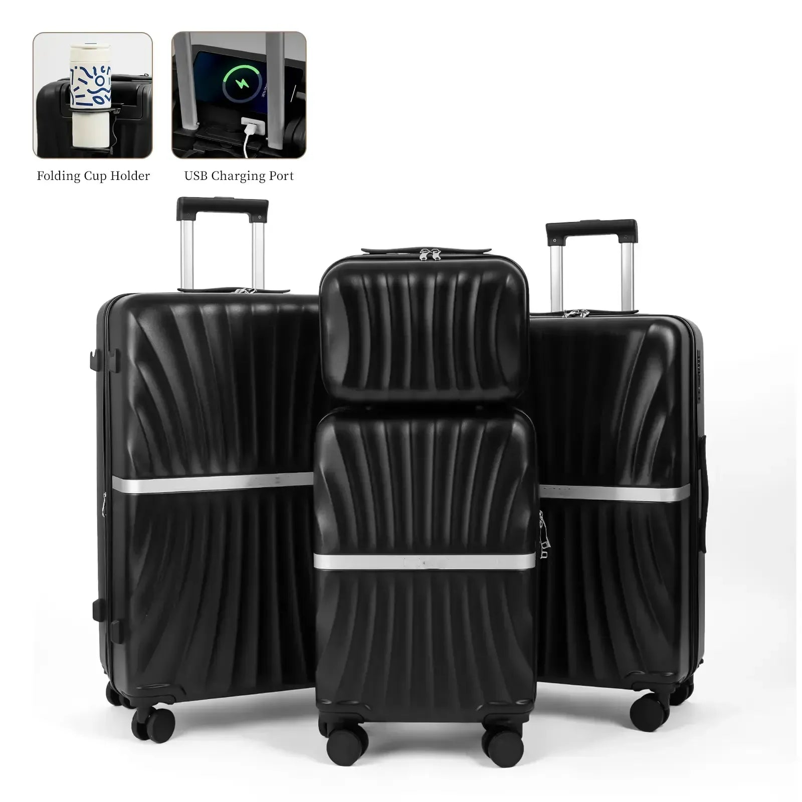 4-Piece Expandable Luggage Set – Durable Hardshell Suitcases with TSA Lock & Spinner Wheels for Smooth Travel