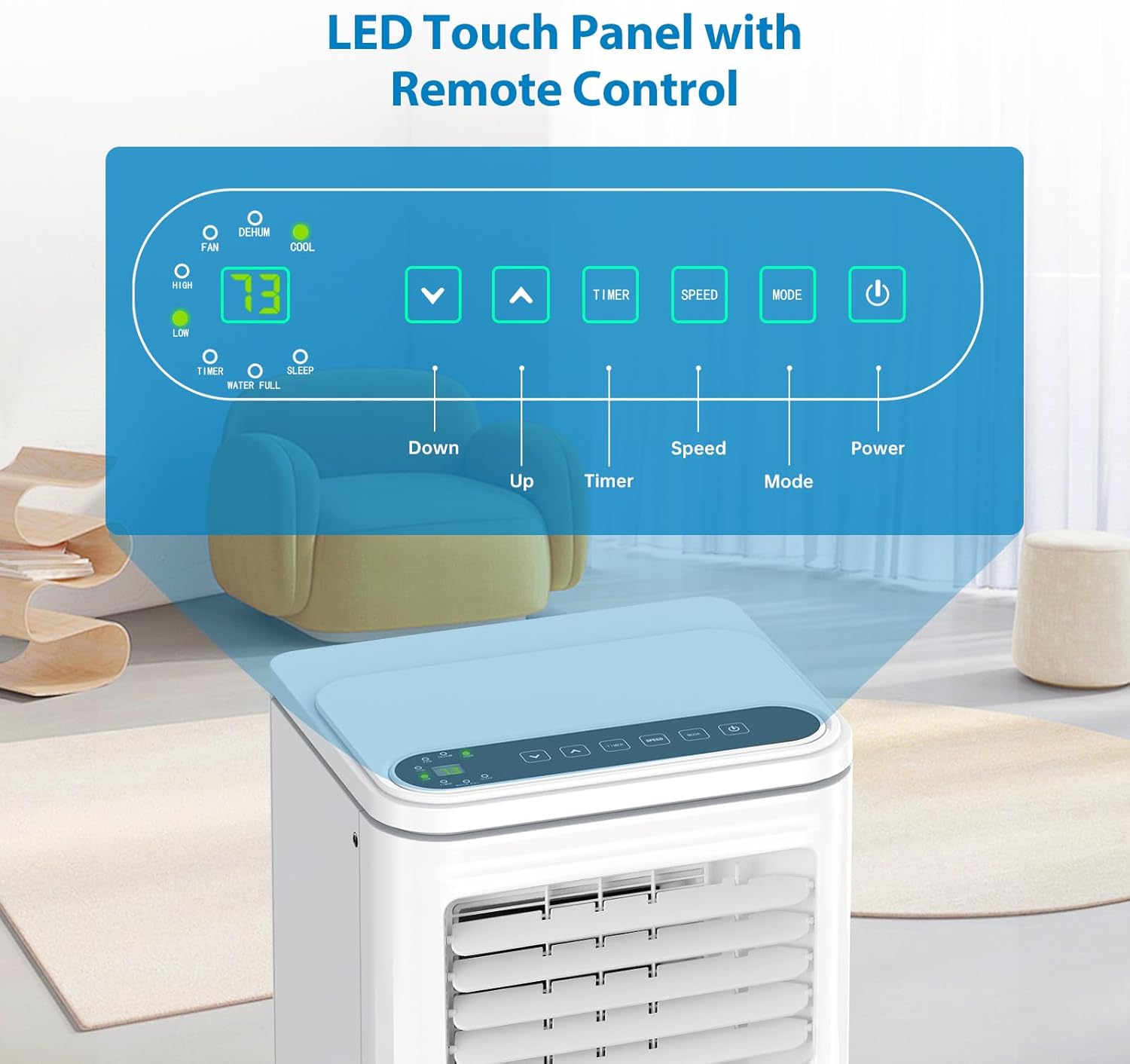 Energy-Efficient 10,000 BTU Portable Air Conditioner | Fast Cooling, Quiet Operation & 3-in-1 Climate Control for Up to 550 Sq.Ft