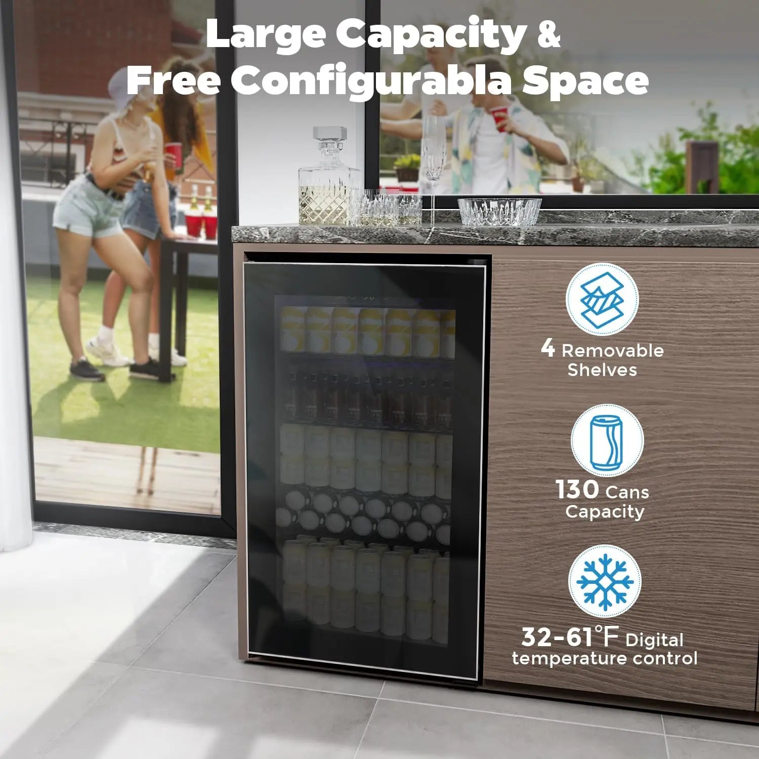 COWSAR Beverage Refrigerator Mini Fridge 48-130 Can