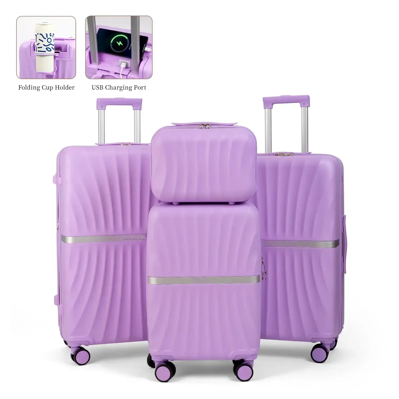 4-Piece Expandable Luggage Set – Durable Hardshell Suitcases with TSA Lock & Spinner Wheels for Smooth Travel