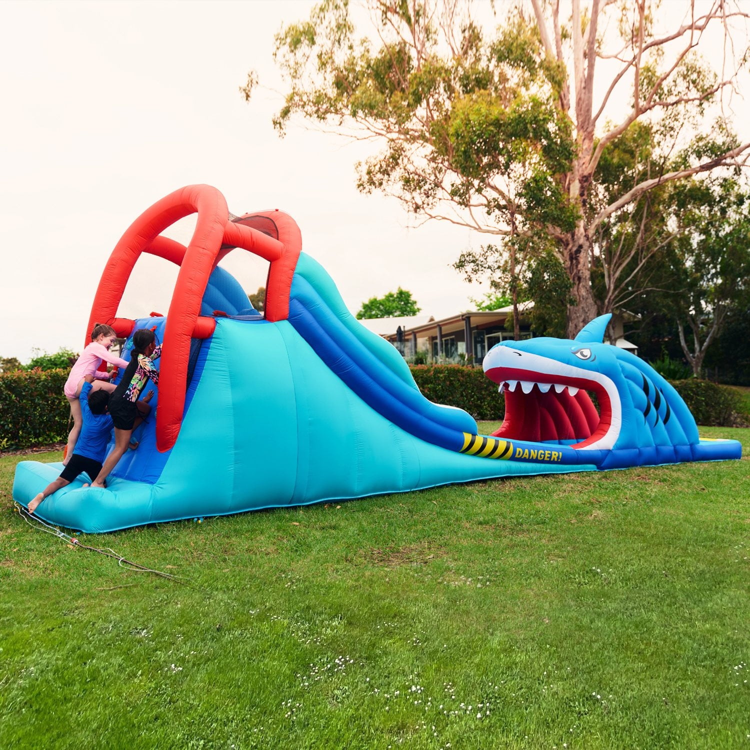 Happy Hop Shark Attack Double Slide Inflatable Water Slide
