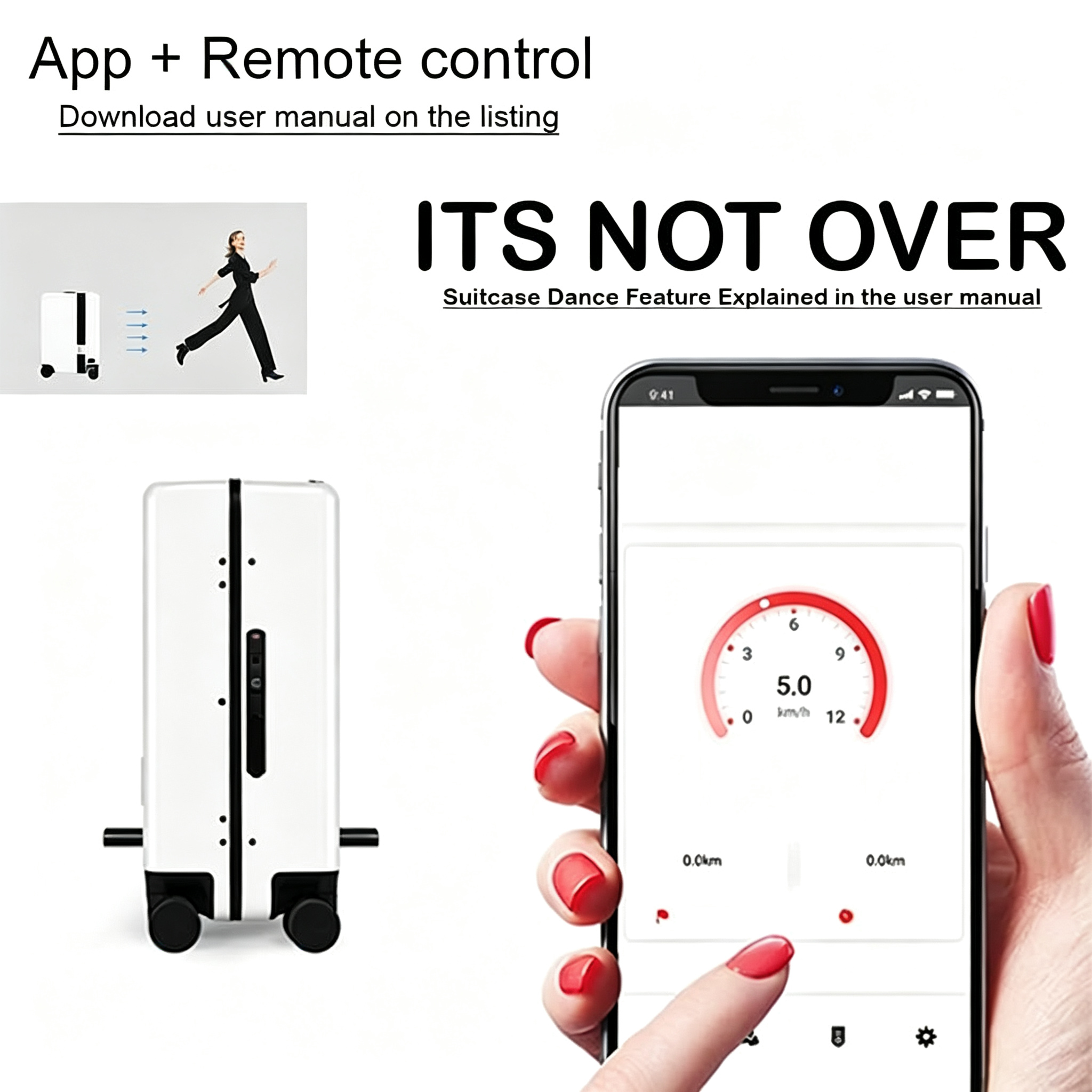 Smart Auto Follow Rideable Suitcase 33L, Lightweight Electric Luggage Scooter For Travel With Digital Lock, Waterproof And Lightweight