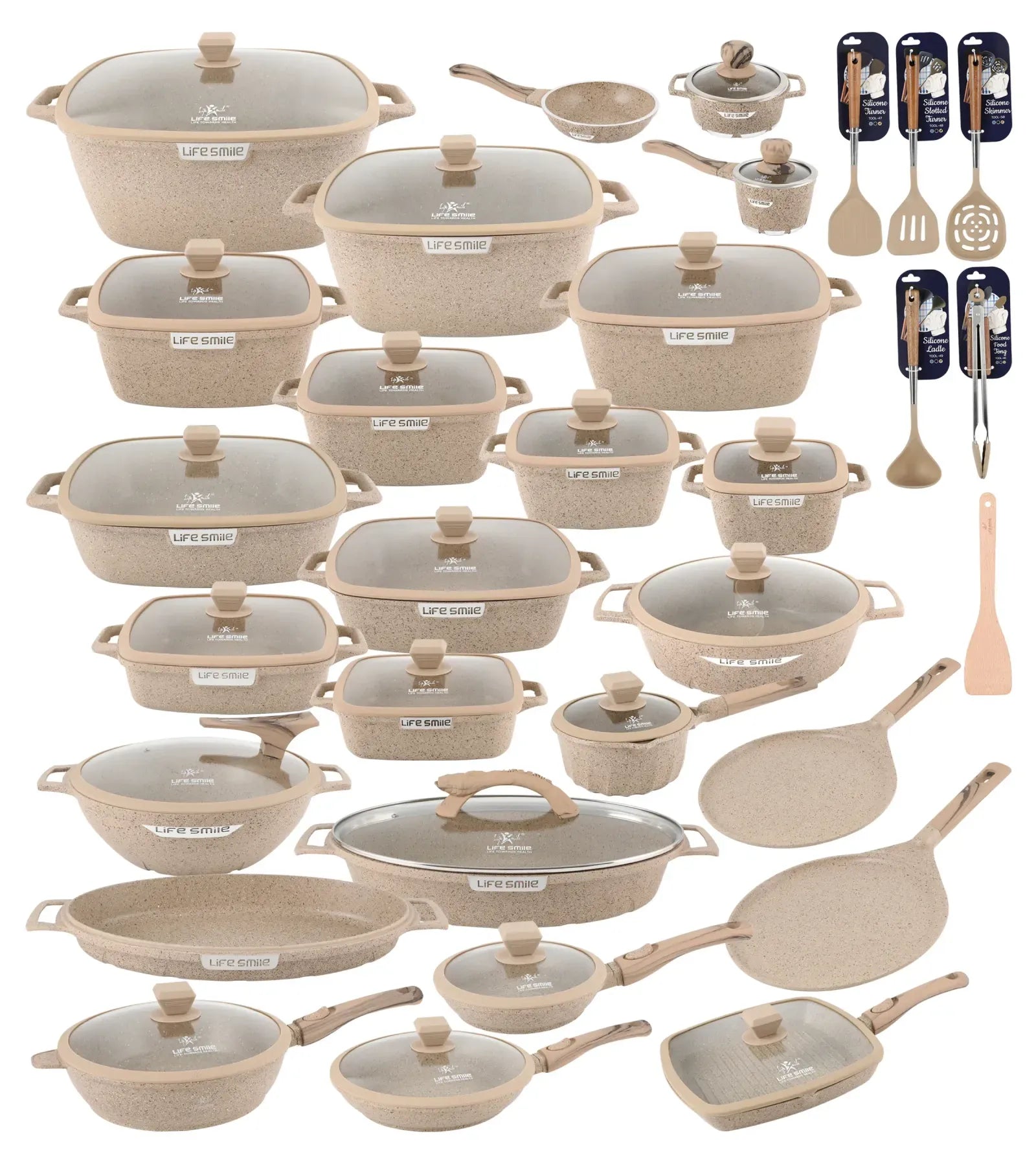 🎉Anniversary Sale-Cookware Set Pieces Non Stick Multi Layer Granite Coating🔥