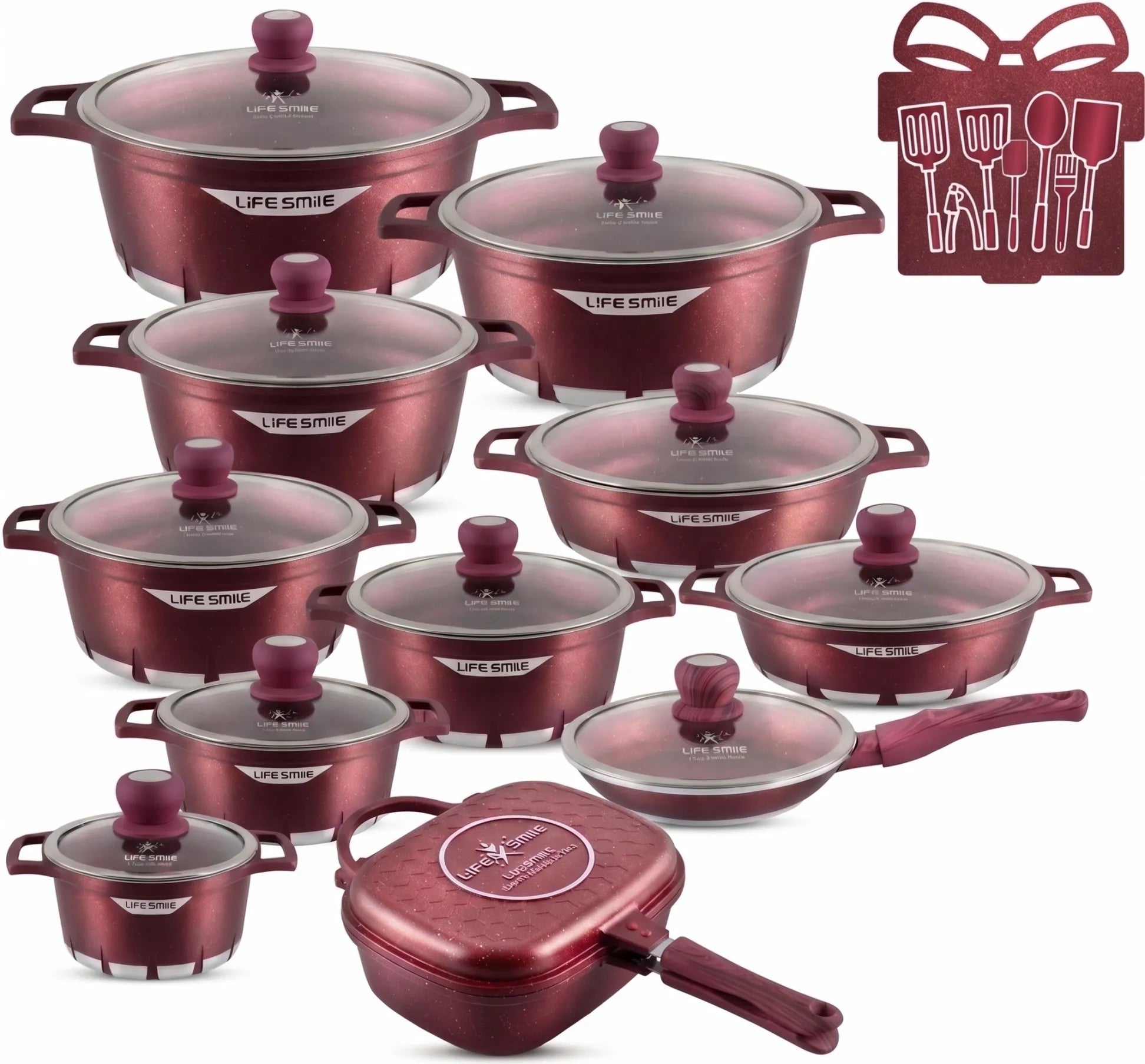 🎉Anniversary Sale-Cookware Set Pieces Non Stick Multi Layer Granite Coating🔥
