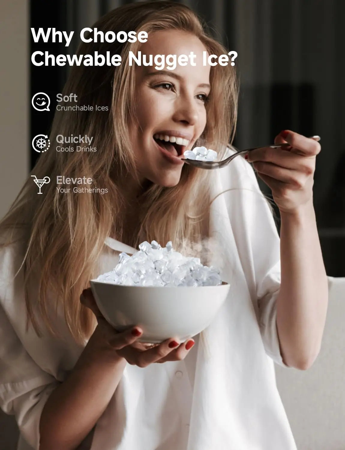 Nugget Ice Maker - 44Lbs/24H Self-Cleaning Machine