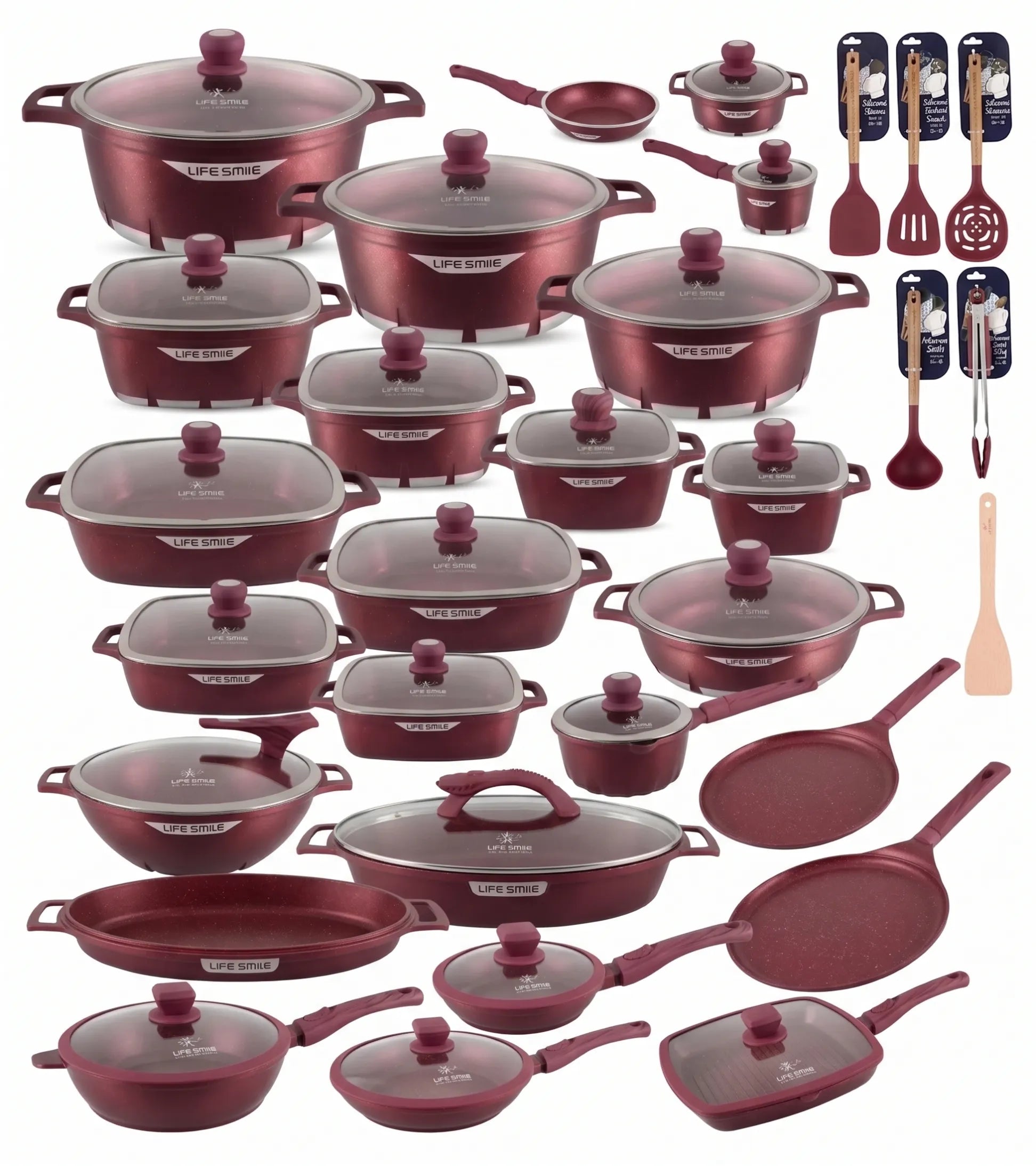 🎉Anniversary Sale-Cookware Set Pieces Non Stick Multi Layer Granite Coating🔥