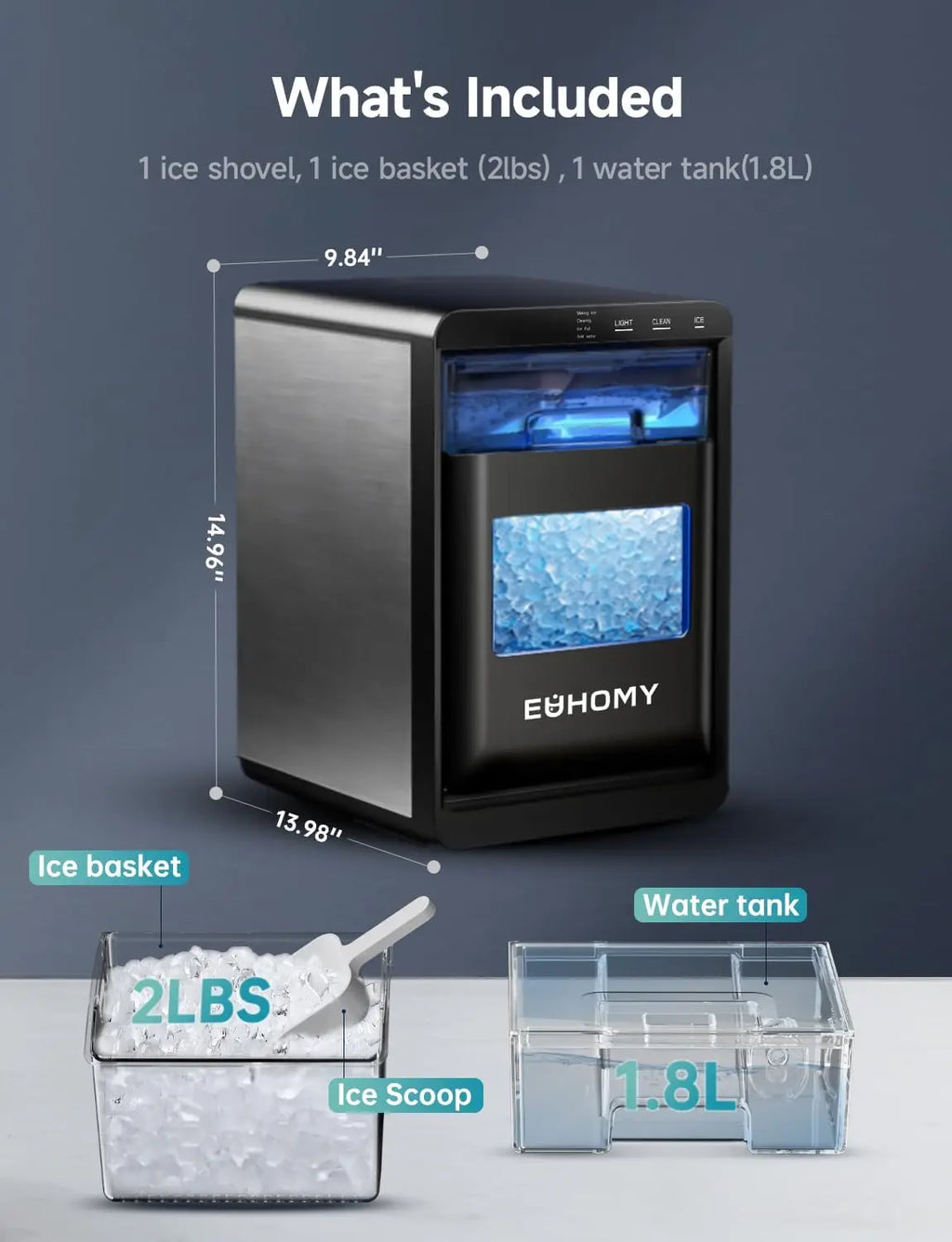 Nugget Ice Maker - 44Lbs/24H Self-Cleaning Machine
