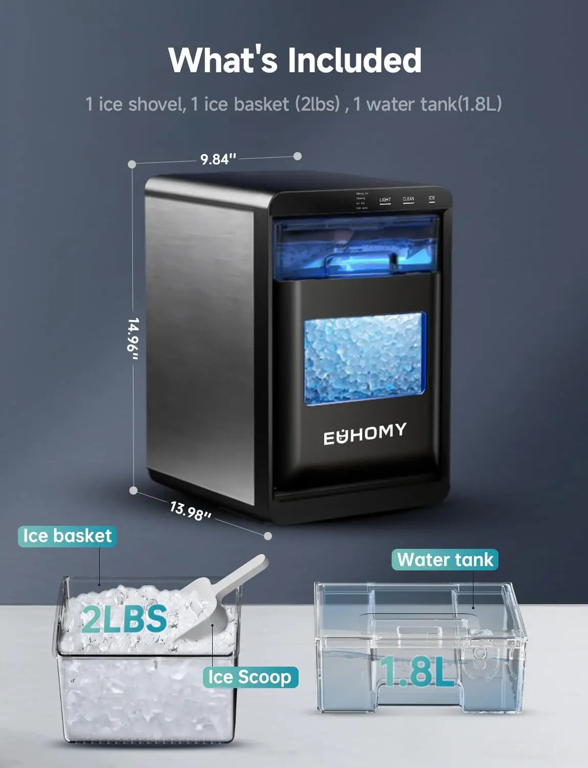 Nugget Ice Maker - 44Lbs/24H Self-Cleaning Machine