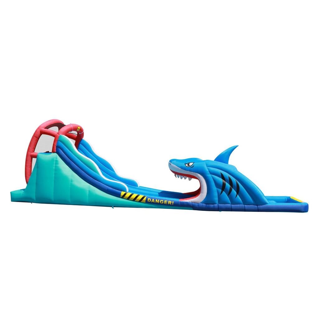Happy Hop Shark Attack Double Slide Inflatable Water Slide