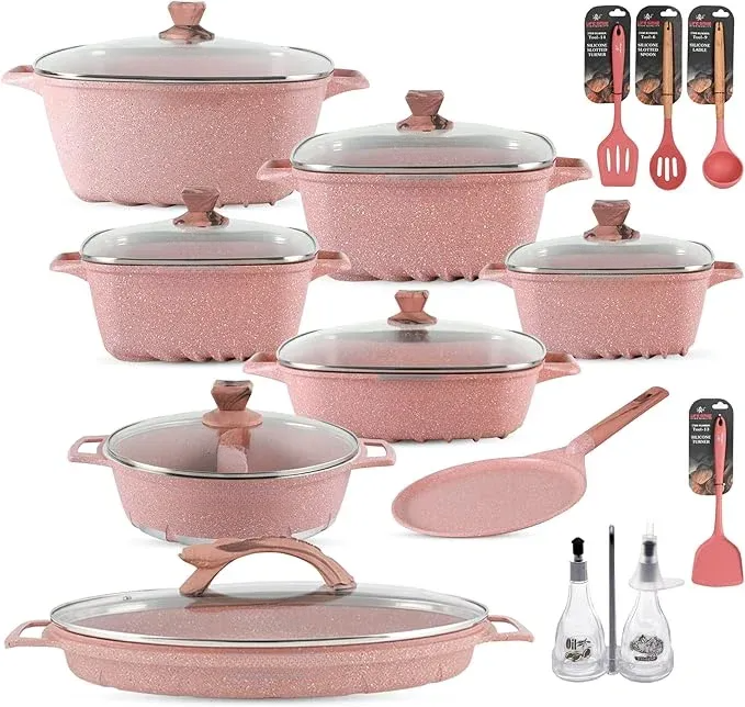 🎉Anniversary Sale-Cookware Set Pieces Non Stick Multi Layer Granite Coating🔥