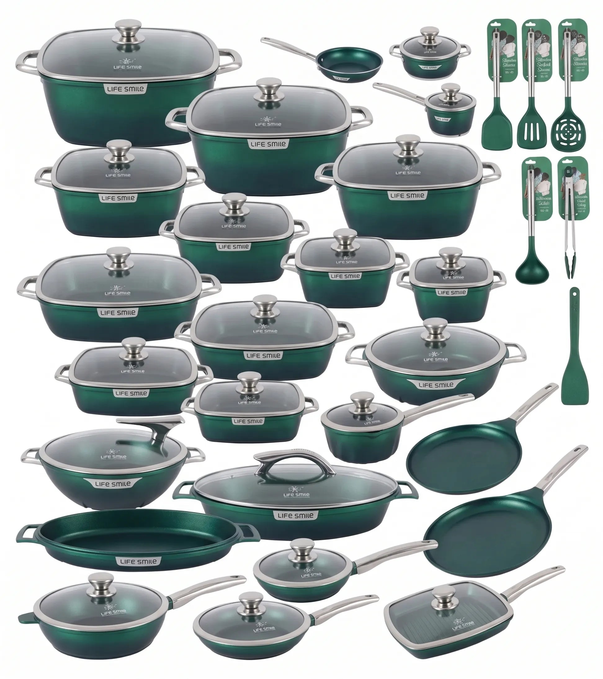 🎉Anniversary Sale-Cookware Set Pieces Non Stick Multi Layer Granite Coating🔥