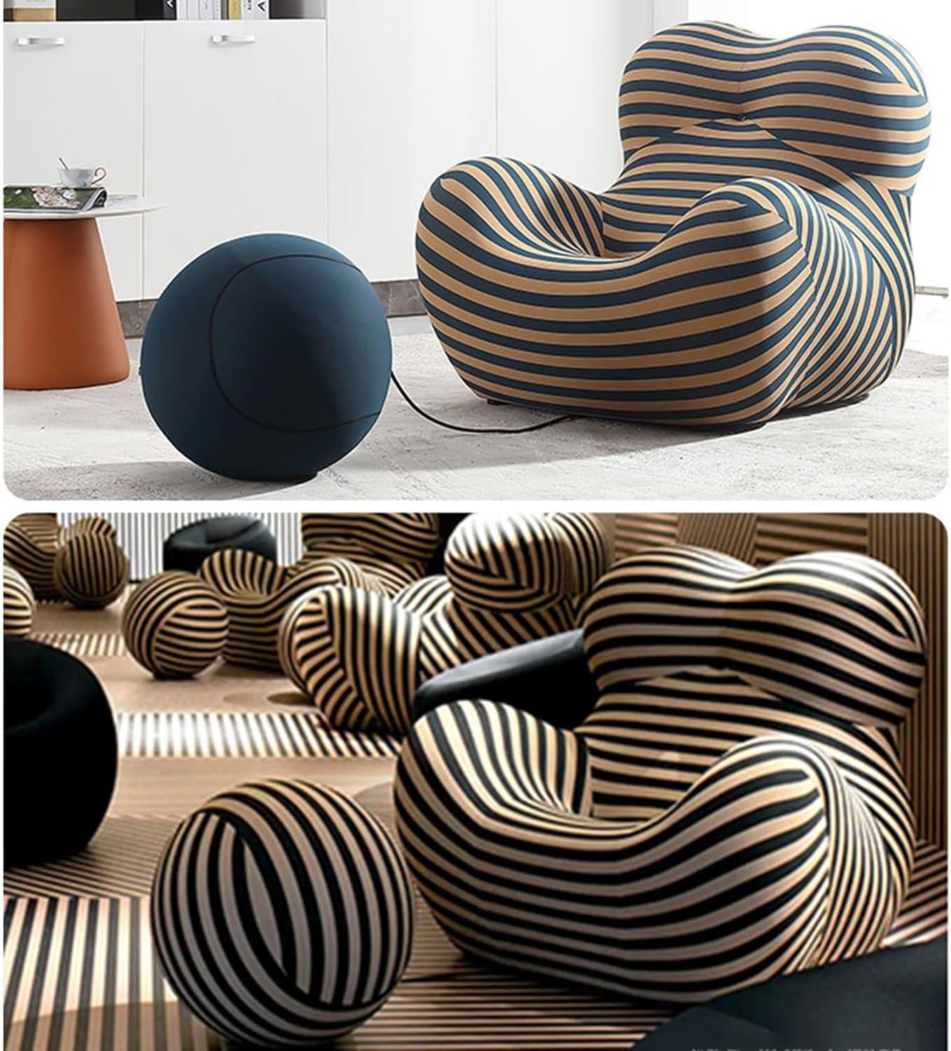 Modern Living Room Accent Chair with Round Ottoman