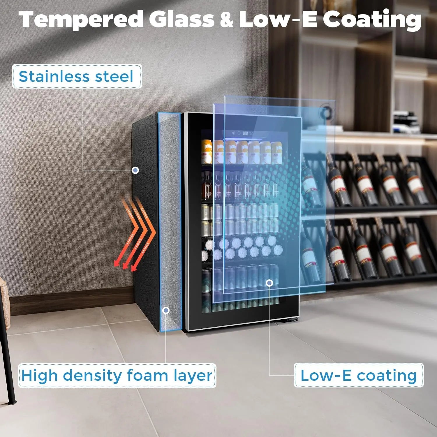 COWSAR Beverage Refrigerator Mini Fridge 48-130 Can
