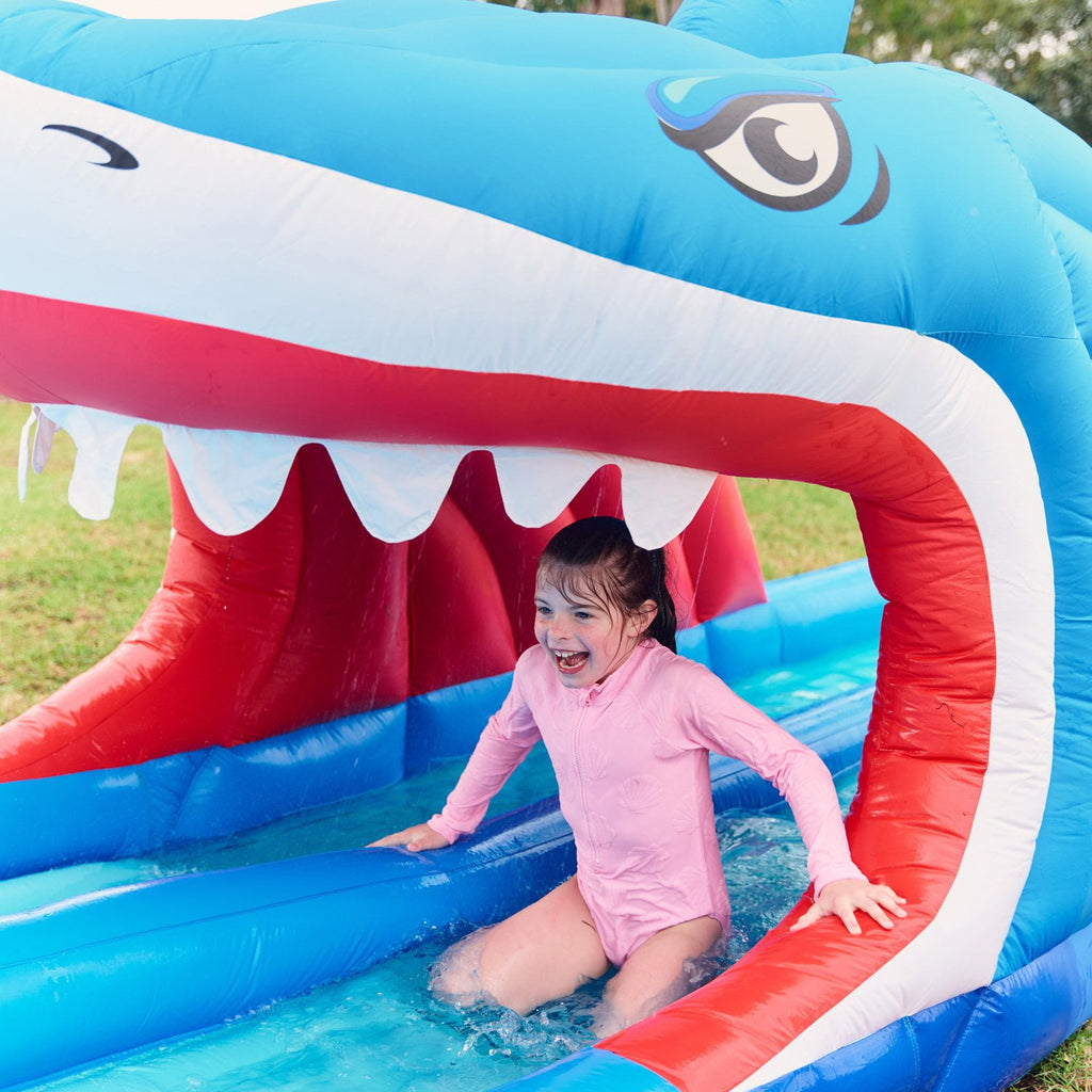 Happy Hop Shark Attack Double Slide Inflatable Water Slide