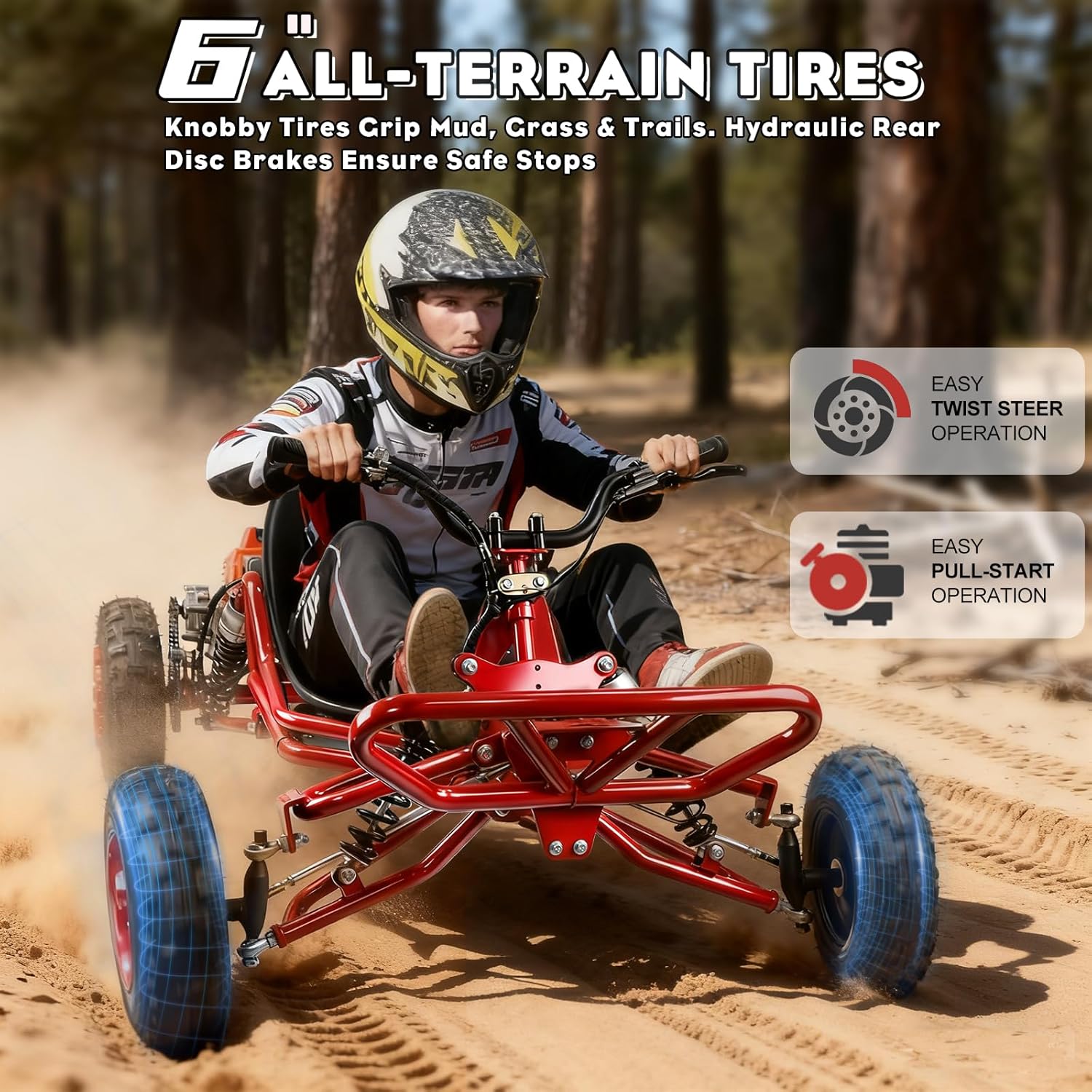 Gas Powered Go Kart, 2 Stroke Go Kart for Adults & Kids with Premium Steel Tubular Frame