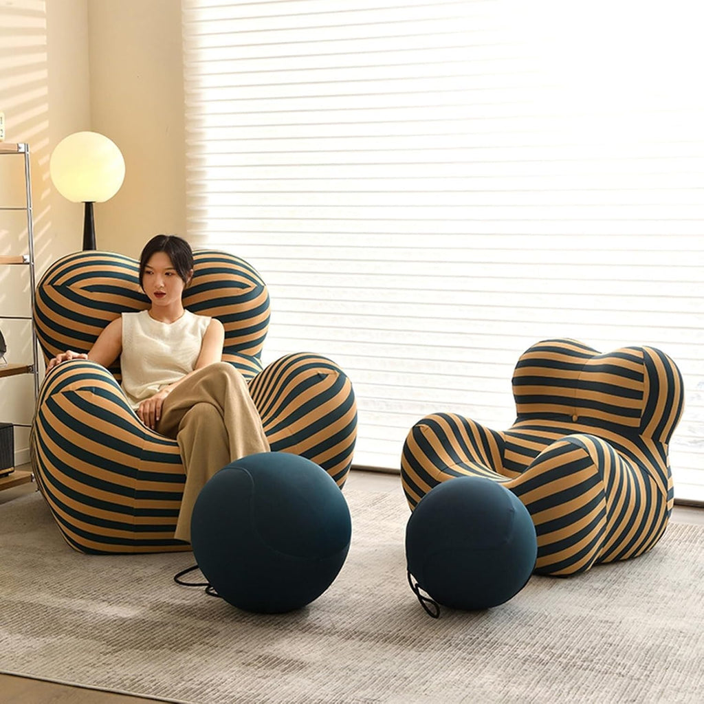 Modern Living Room Accent Chair with Round Ottoman