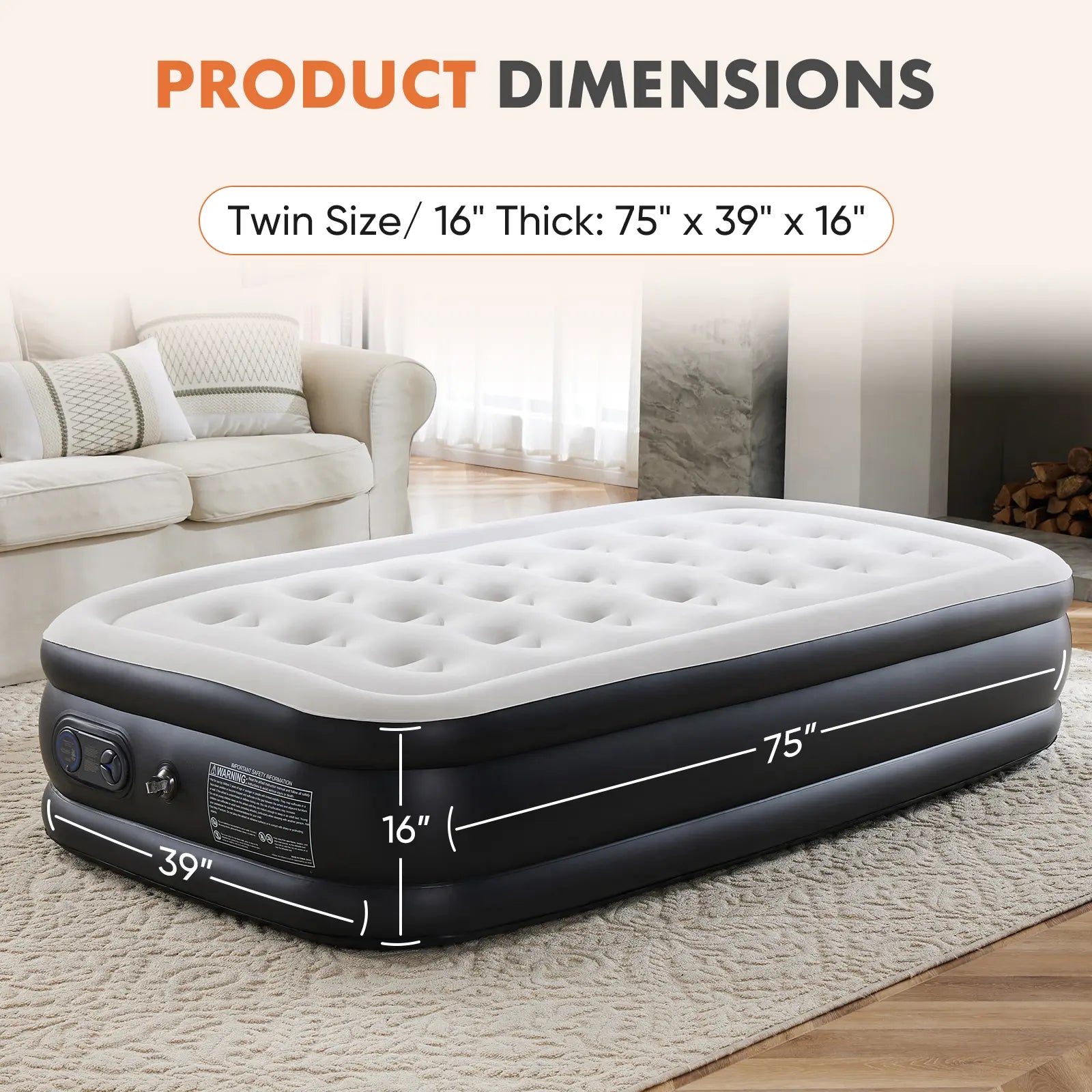 Air Mattress with Built-in Pump - 660 lbs Capacity