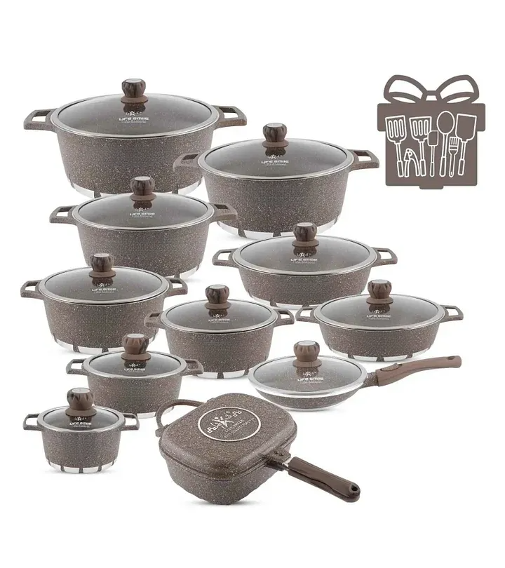 🎉Anniversary Sale-Cookware Set Pieces Non Stick Multi Layer Granite Coating🔥