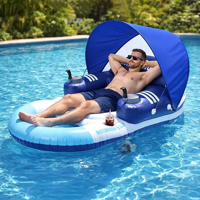 ⛱️Electric Motorized Pool Lounger w/ Sun Canopy! 🚤