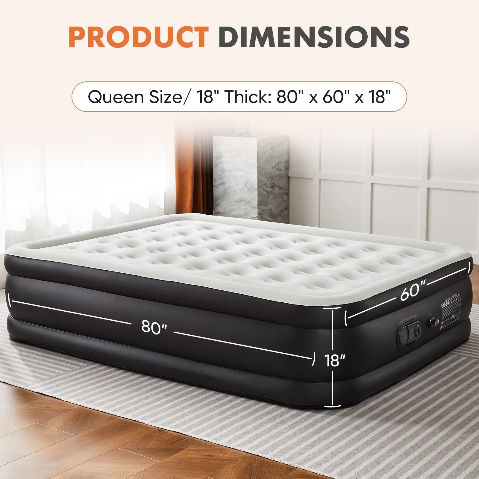 Air Mattress with Built-in Pump - 660 lbs Capacity