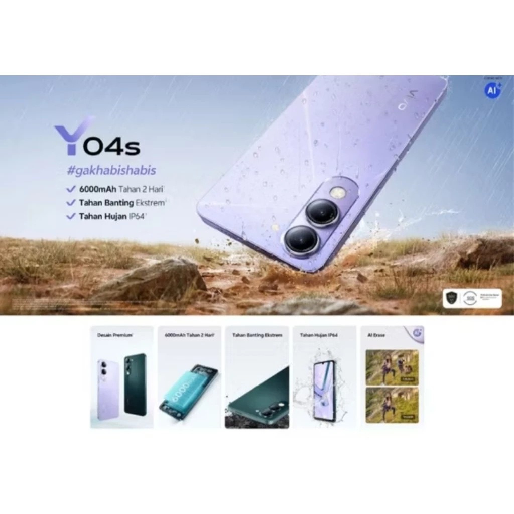 VIVO Y04S 4GB + 64GB | RAM Y04s 4GB + 128GB GARANSI RESMI VIVO INDONESIA