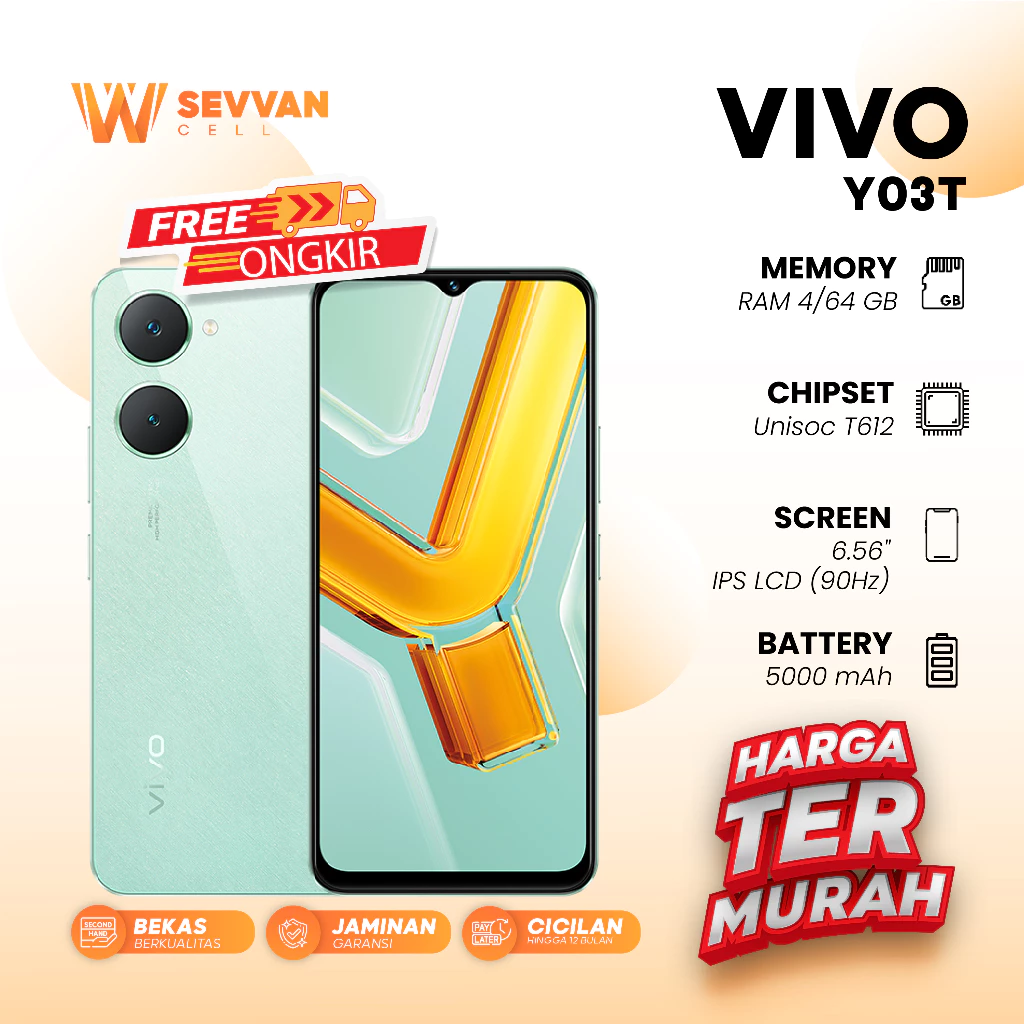 Vivo Y03t - IP54 Tahan Air, AI Dual Camera 5000mAh + 15W FlashCharge, Layar Sunlight 90Hz