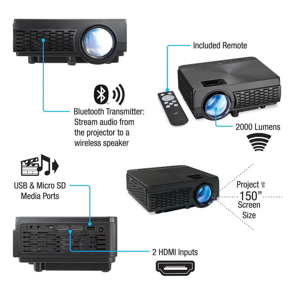 iLive Pop-up Projector Movie Kit with 120" Screen & Speaker