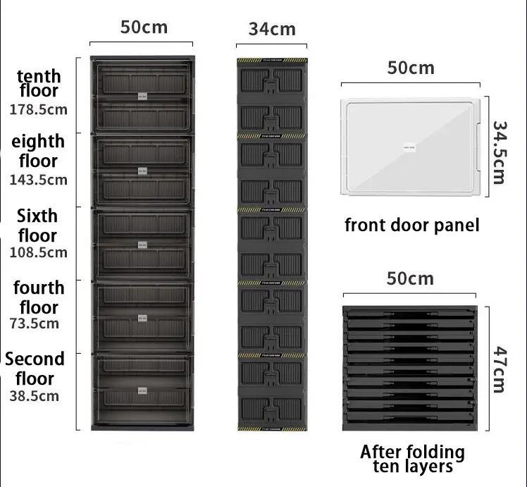 Dust-Free Black Portable Shoe Organizer