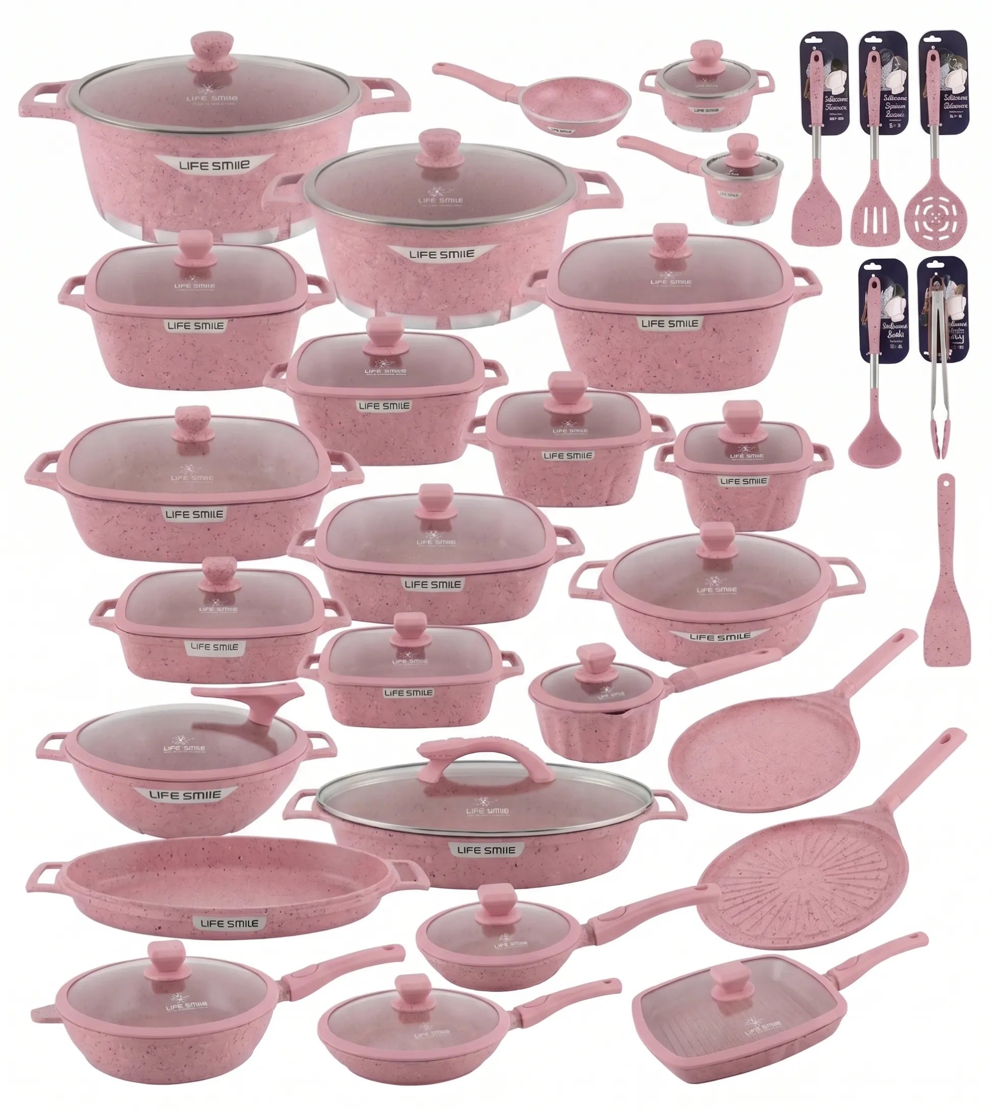 🎉Anniversary Sale-Cookware Set Pieces Non Stick Multi Layer Granite Coating🔥