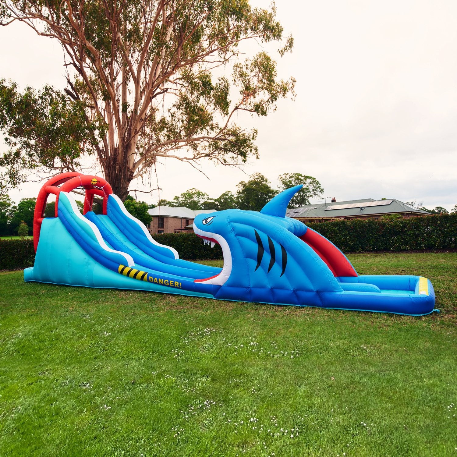 Happy Hop Shark Attack Double Slide Inflatable Water Slide