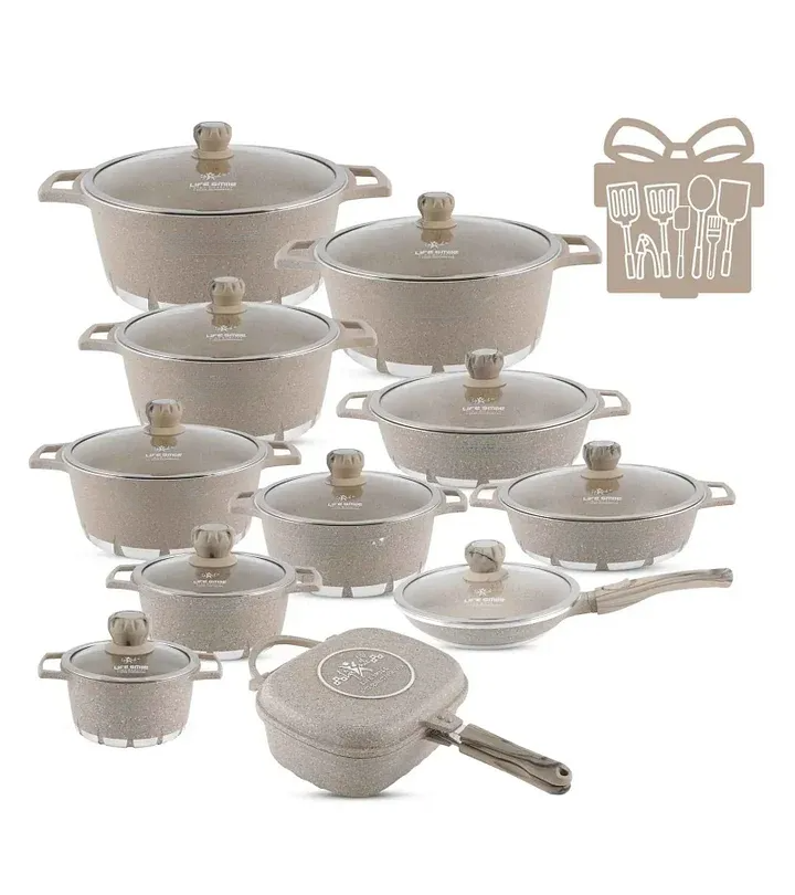 🎉Anniversary Sale-Cookware Set Pieces Non Stick Multi Layer Granite Coating🔥