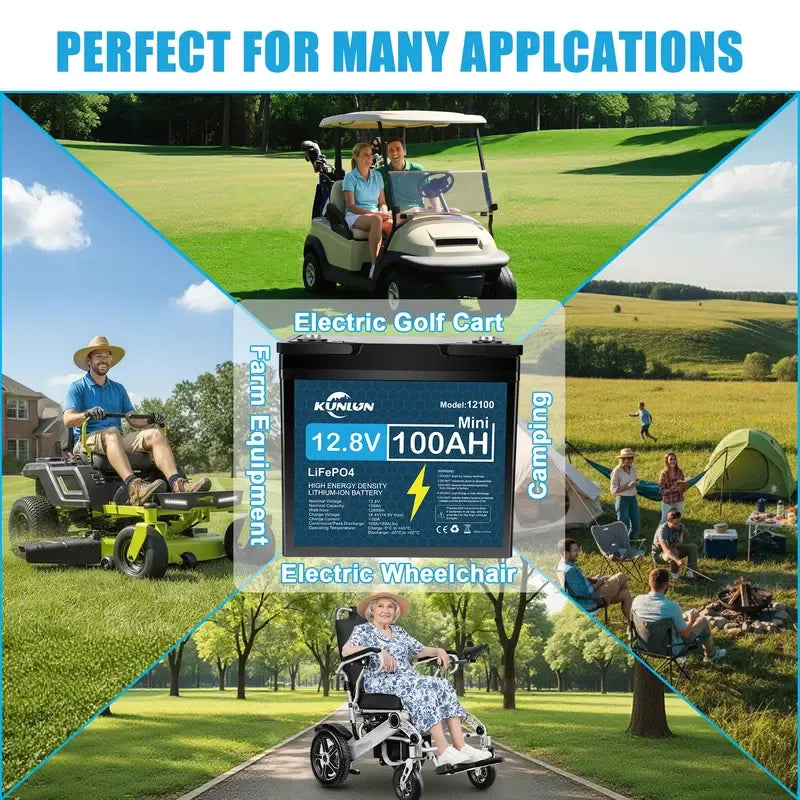 🔥Last Day 49% OFF🔥KUNLUN 12V 100Ah LiFePO4 Battery – 100A Smart BMS, 1280Wh Deep Cycle