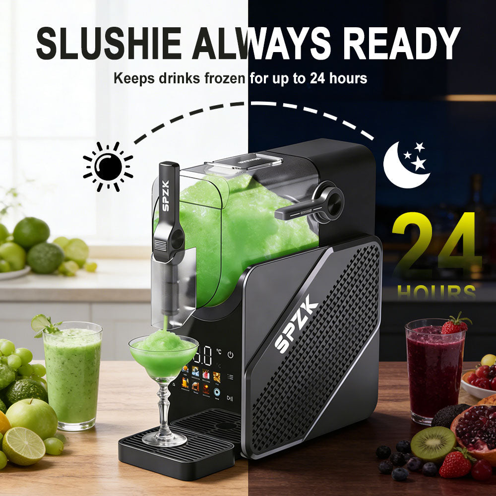 Slushie Machine No Ice Needed, Slushy Machine for Home, 88oz Frozen Drink Maker with 3 Preset Programs for Ice Slush, Snow Slush, Milkshake, Adjustable Hardness, LED Display, Self-Cleaning, Black