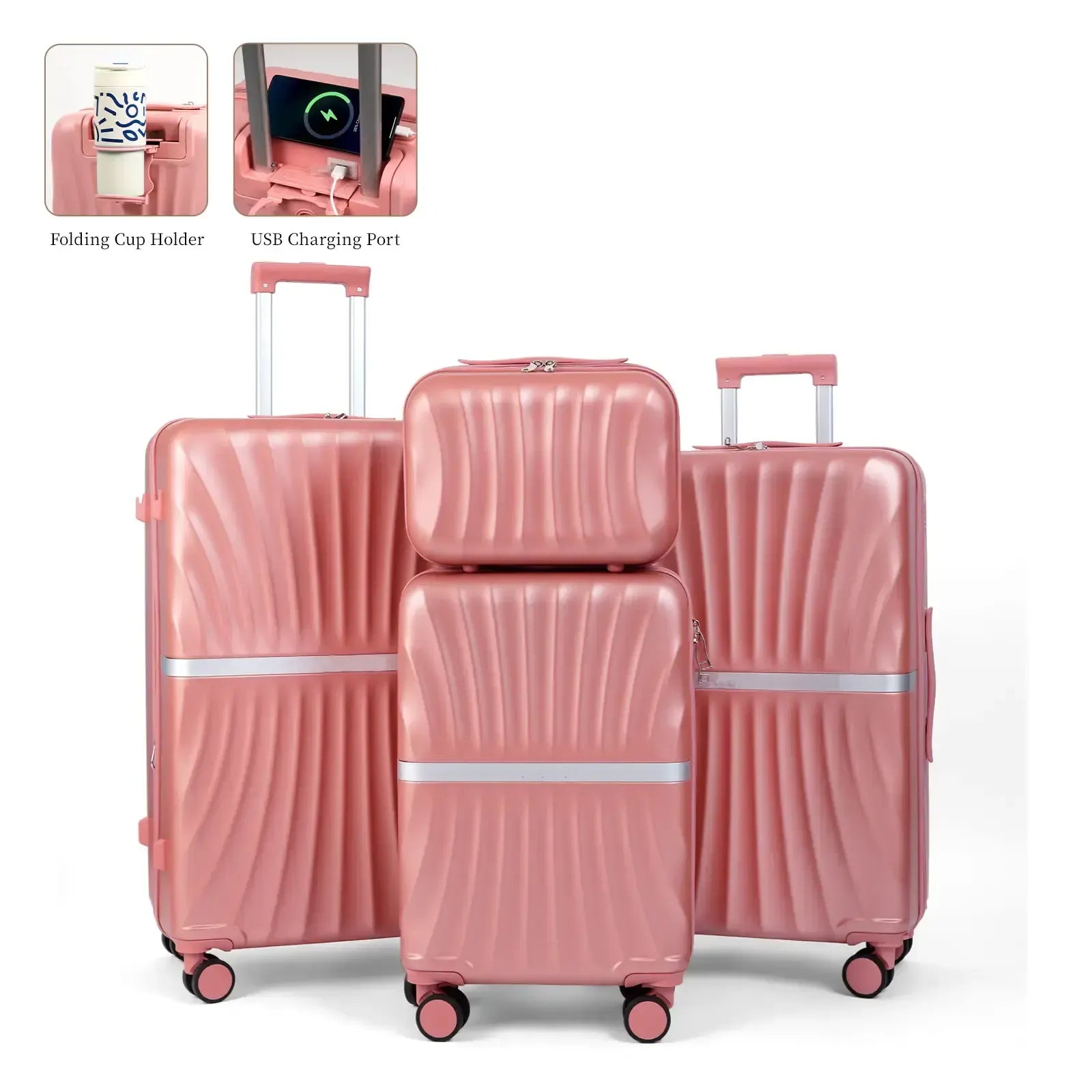 4-Piece Expandable Luggage Set – Durable Hardshell Suitcases with TSA Lock & Spinner Wheels for Smooth Travel