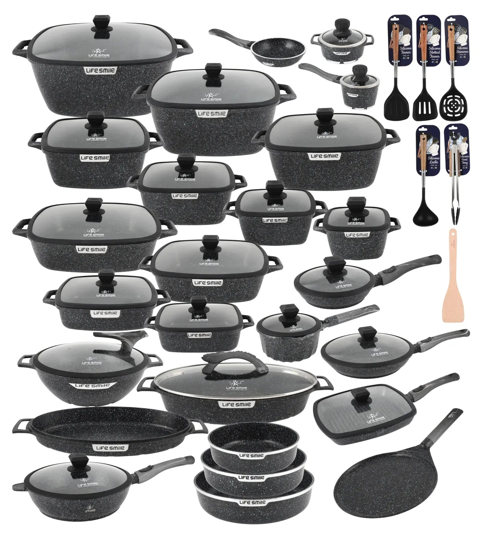 🎉Anniversary Sale-Cookware Set Pieces Non Stick Multi Layer Granite Coating🔥