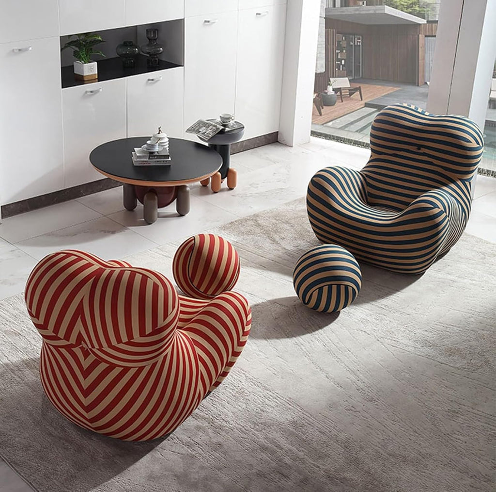 Modern Living Room Accent Chair with Round Ottoman
