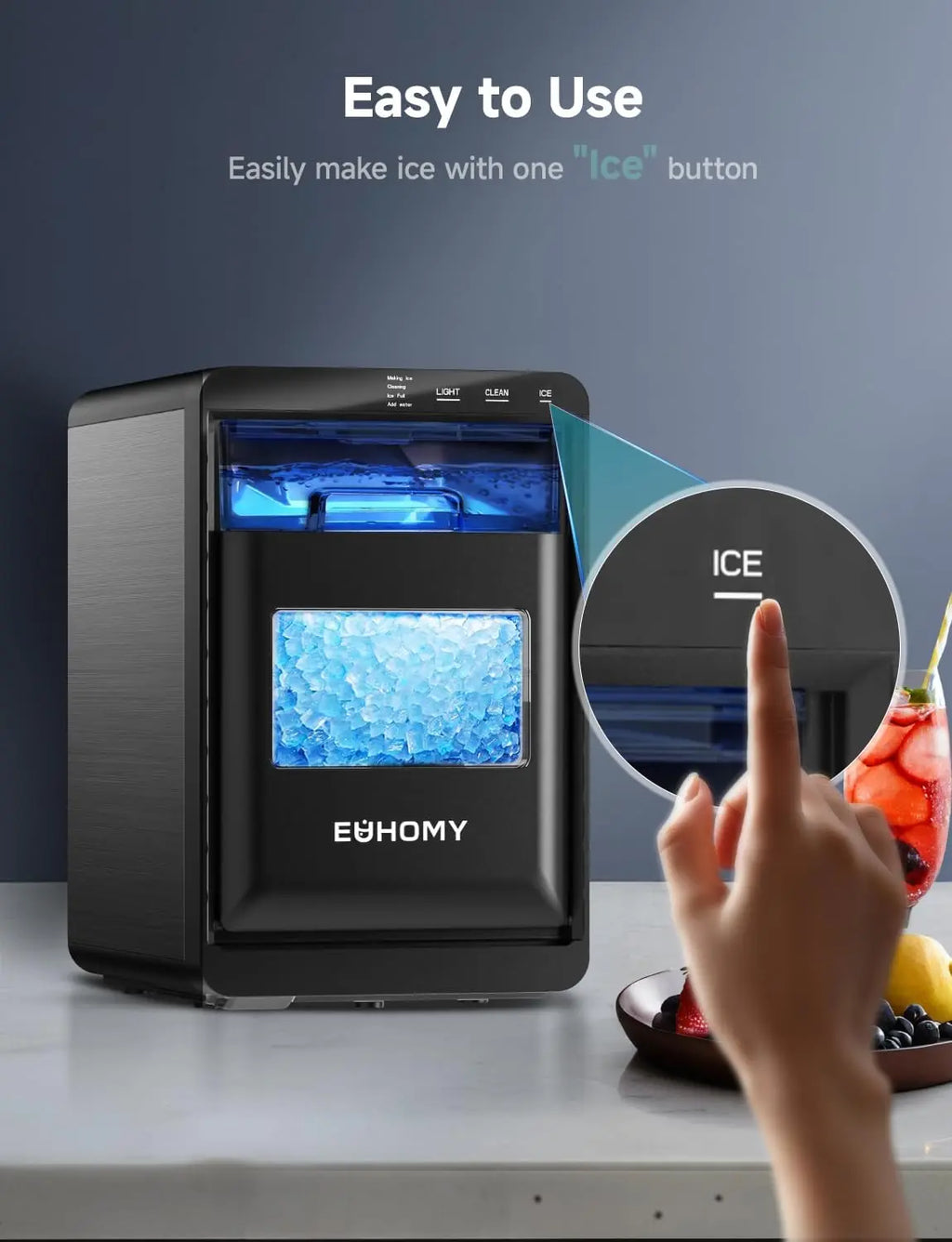Nugget Ice Maker - 44Lbs/24H Self-Cleaning Machine