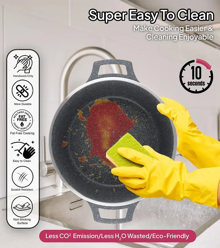 🎉Anniversary Sale-Cookware Set Pieces Non Stick Multi Layer Granite Coating🔥
