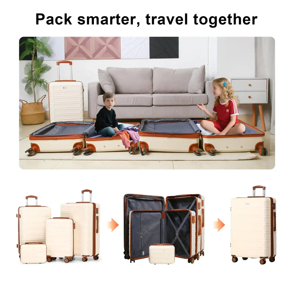 4-Piece Expandable Luggage Set – Durable Hardshell Suitcases with TSA Lock & Spinner Wheels for Smooth Travel